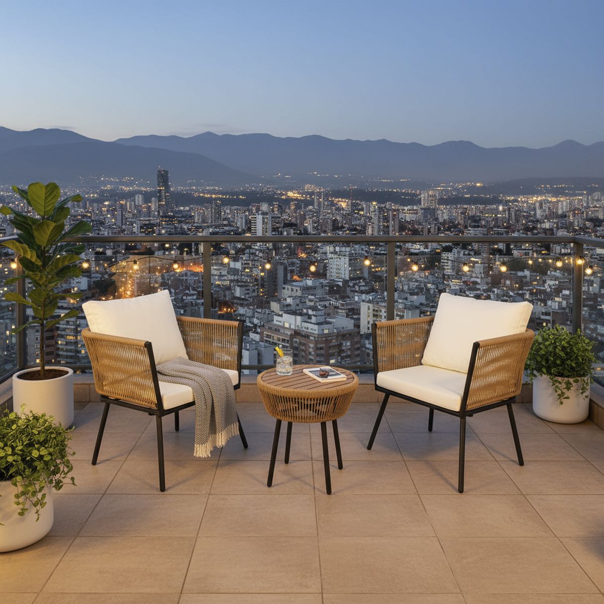 EL BARCO - Juego de Terraza Balcón Cordova 2 Personas Caramelo