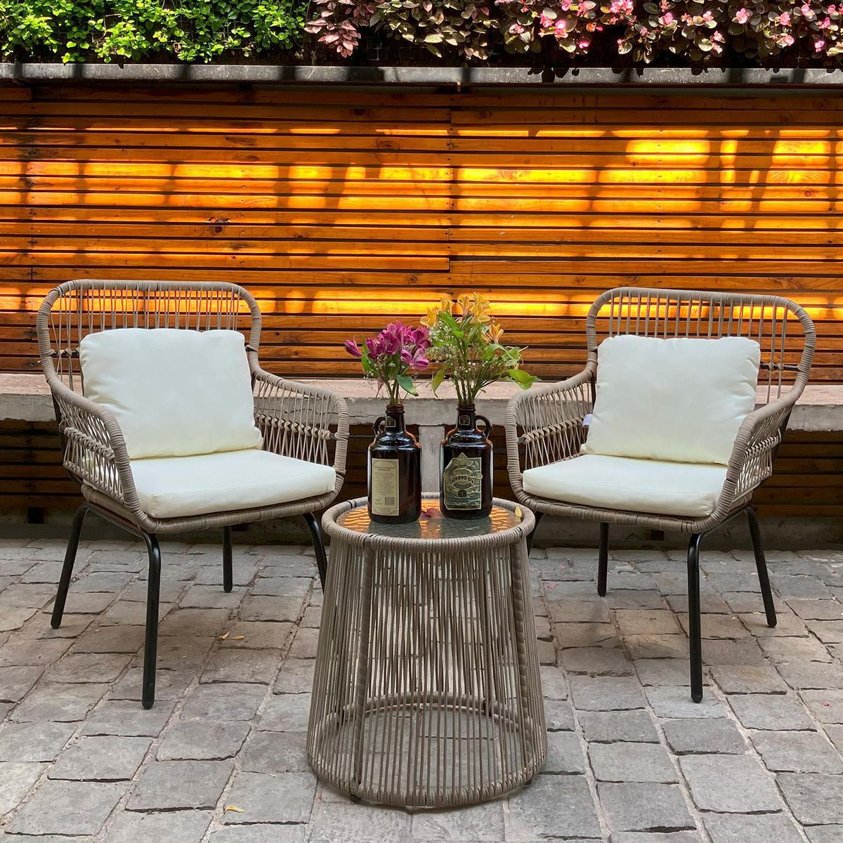 EL BARCO - Juego de Terraza Balcón Santa Fernanda 2 Personas Caramelo