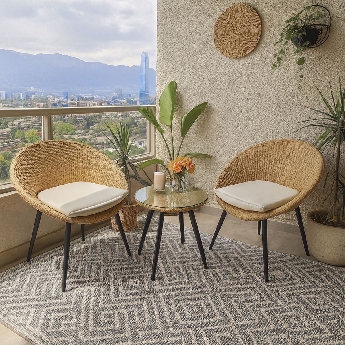 EL BARCO - Juego de Terraza Balcón Punta Del Este 2 Personas Caramelo