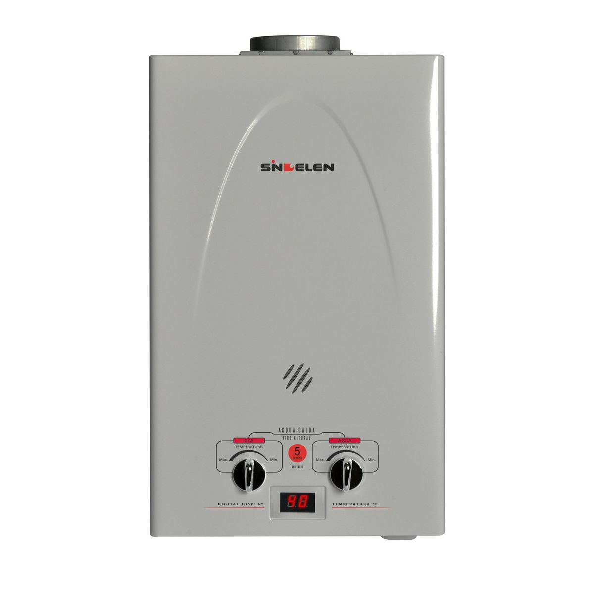 SINDELEN - Calefont Gas Licuado 5 Litros Tiro Natural Ionizado