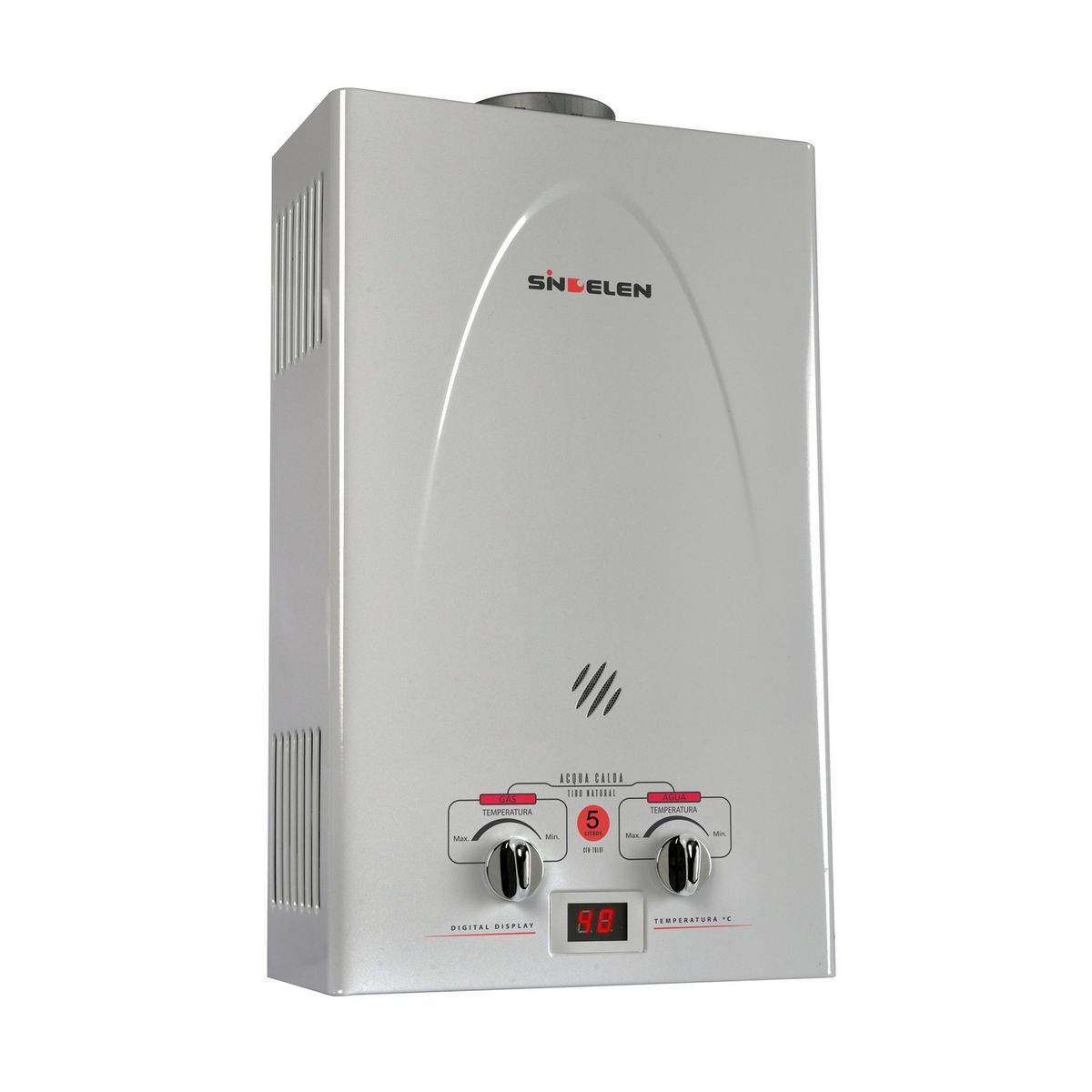 SINDELEN - Calefont Gas Licuado 5 Litros Tiro Natural Ionizado