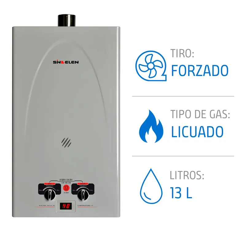 Calefont 13 Litros Gas Licuado Tiro Forzado Ionizado