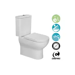 KLIPEN - WC Toilet Two piece a Piso 30,5 cm 6 Litros Atenas Blanco