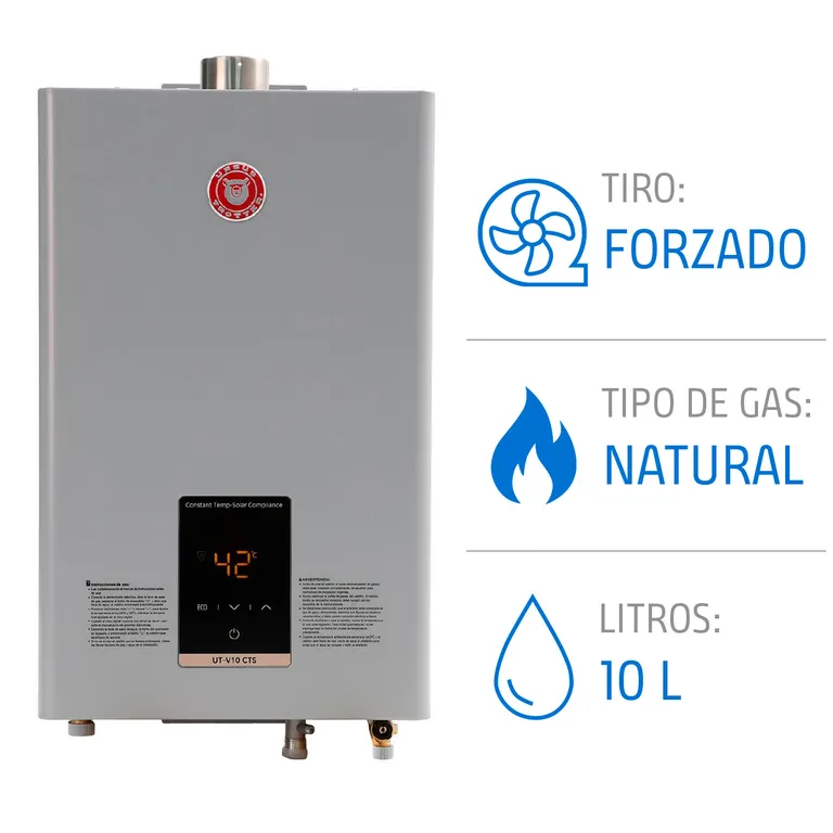 Calefont Gas Natural 10 Litros Tiro Forzado Microturbina