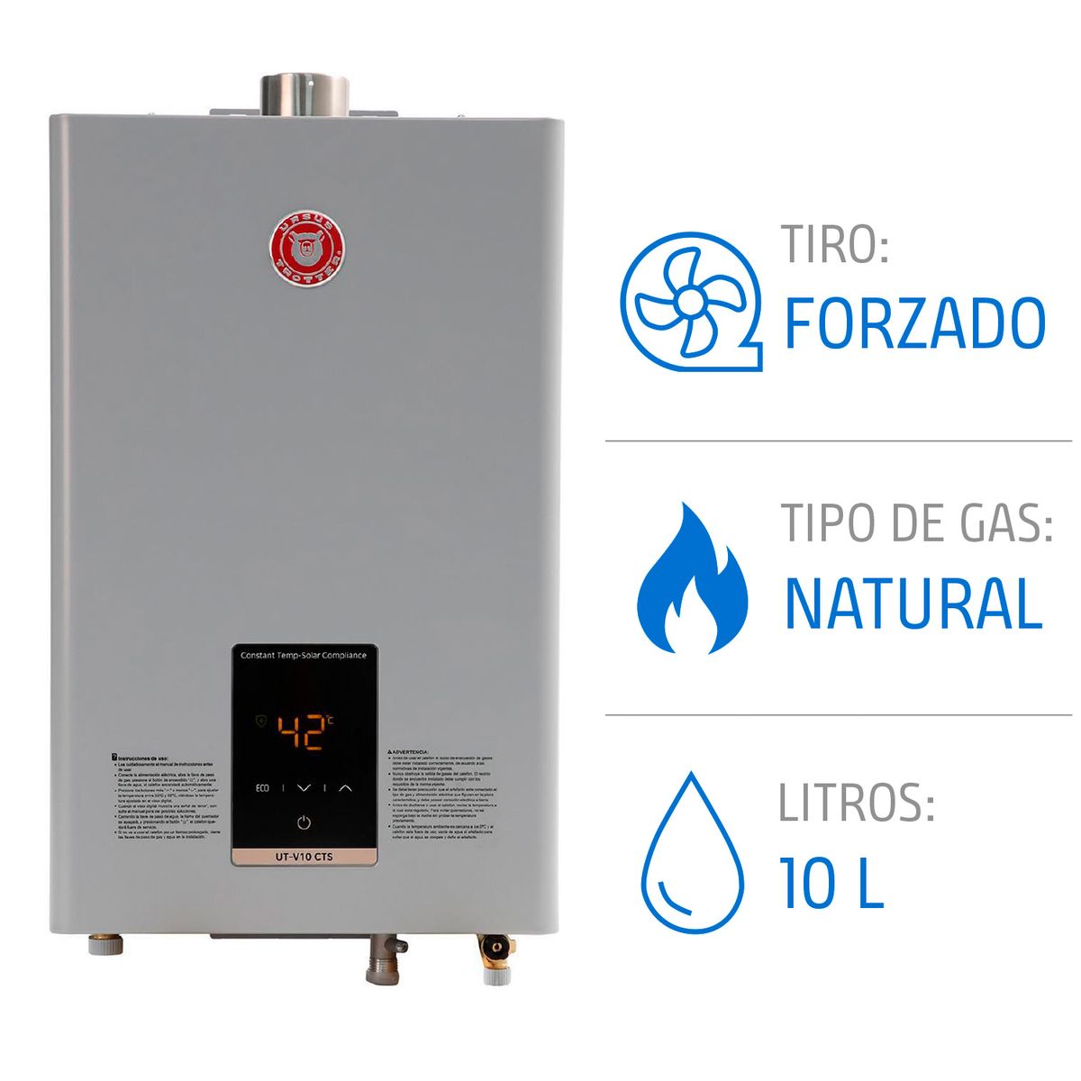 URSUS TROTTER - Calefont Gas Natural 10 Litros Tiro Forzado Microturbina