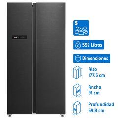 MIDEA Refrigerador Multidoor No Frost 396 Litros Inox MDRM554MTE50