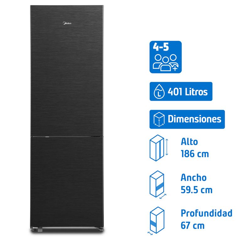 Refrigerador Bottom Freezer No Frost 401 Litros Negro MDRB548FGEDX