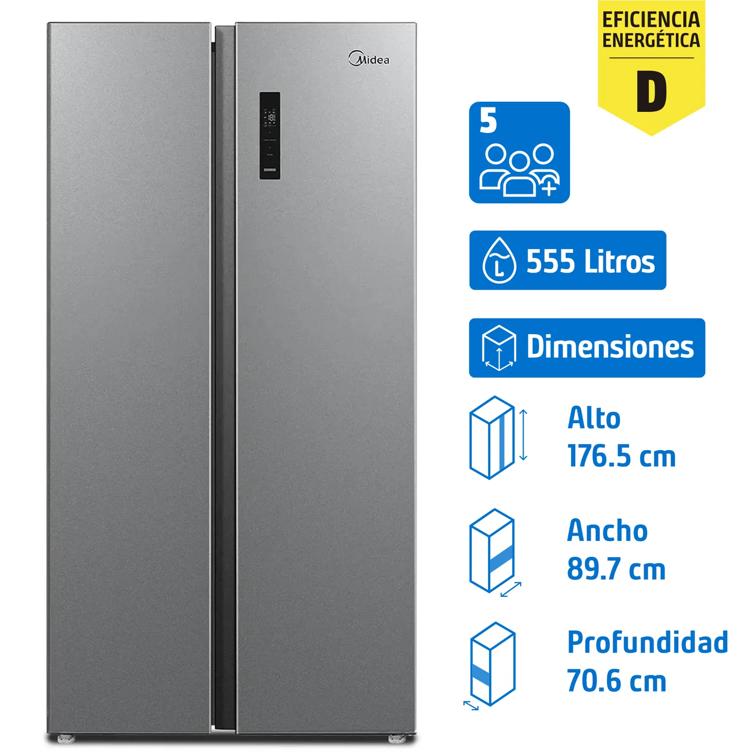 Refrigerador 2 Puertas Side by Side No Frost 555 Litros Inox