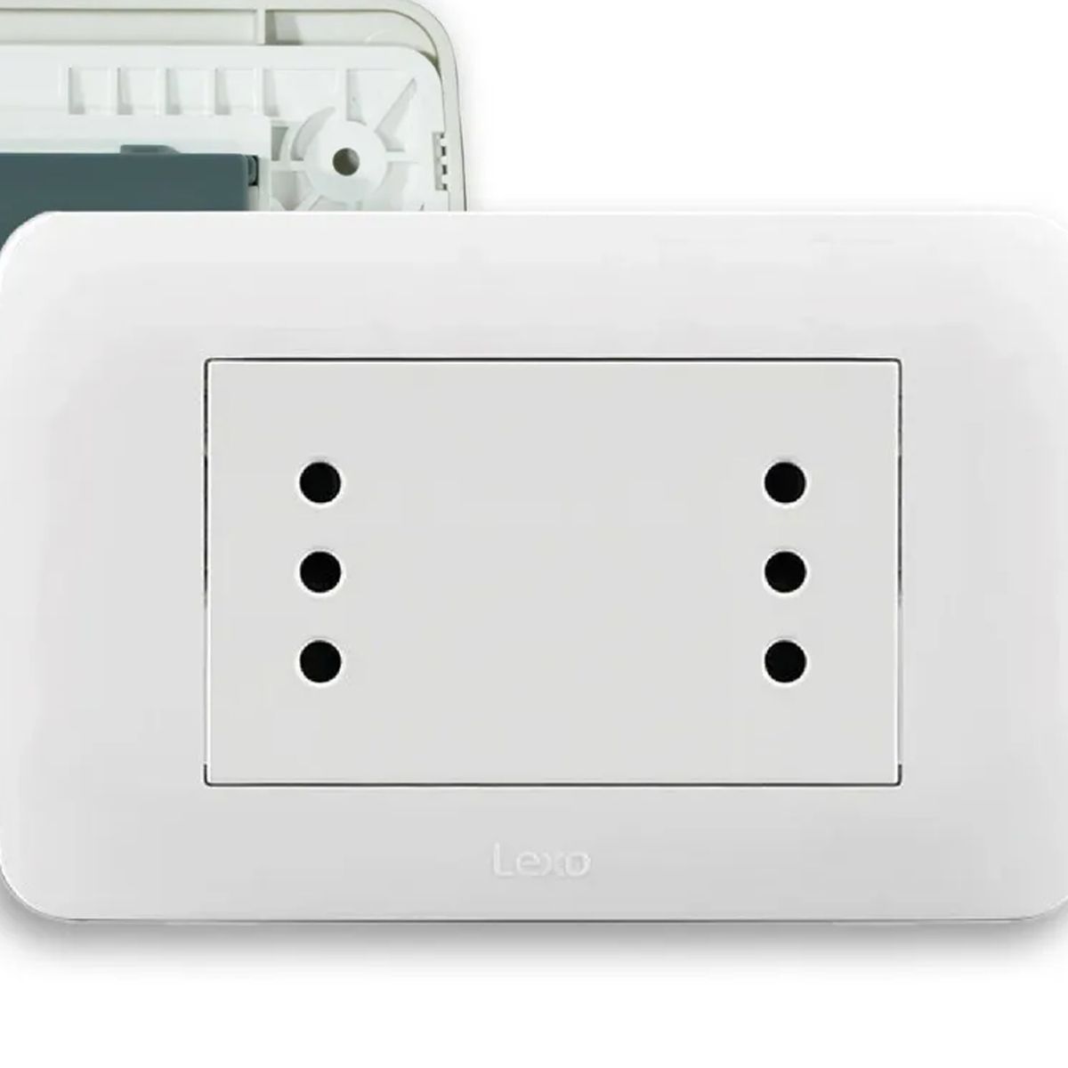 LEXO - Pack 10 Placas Toma Corriente Duplex 10A 250V Blanco