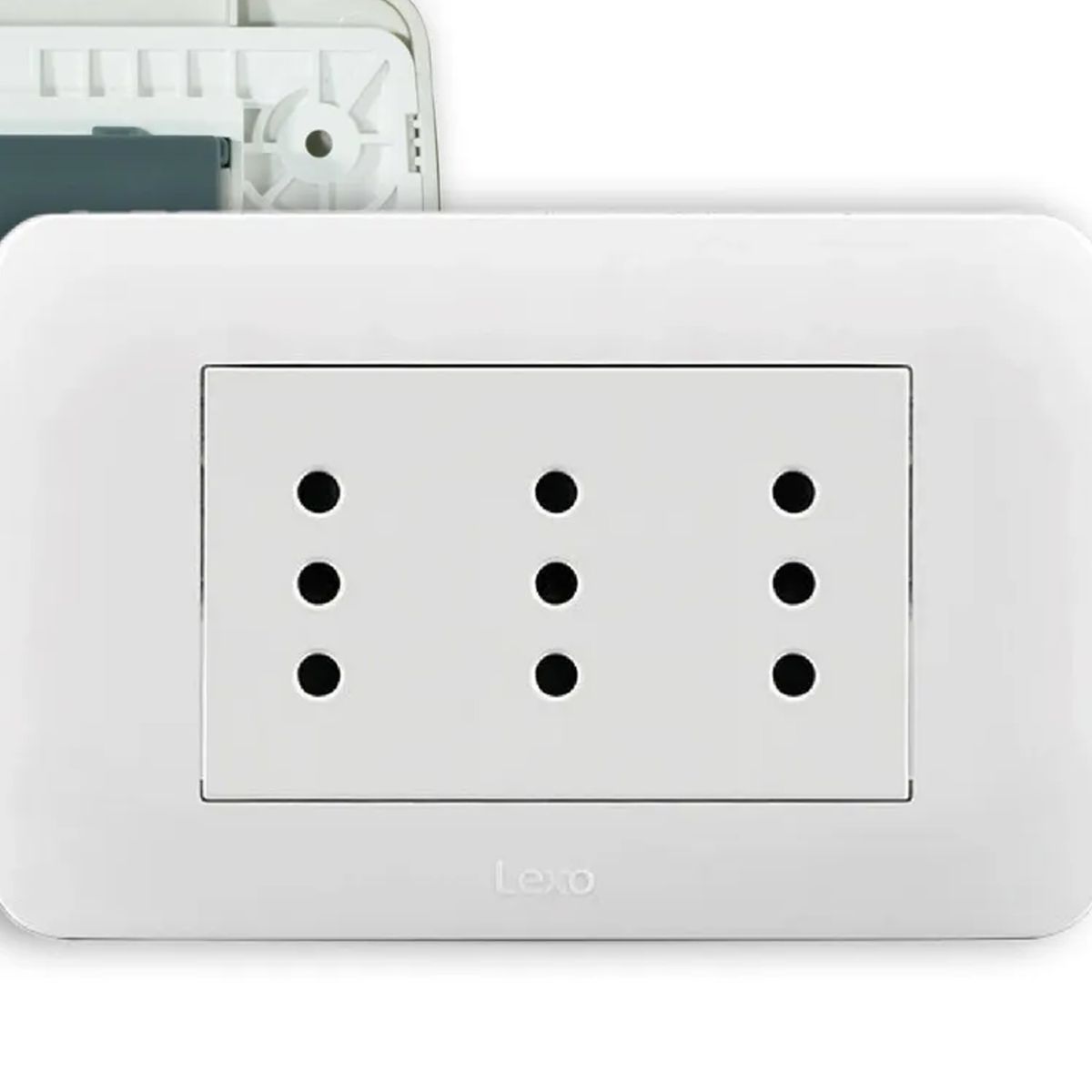 LEXO - Pack 10 Placas Toma Corriente Triplex 10A 250V Blanco