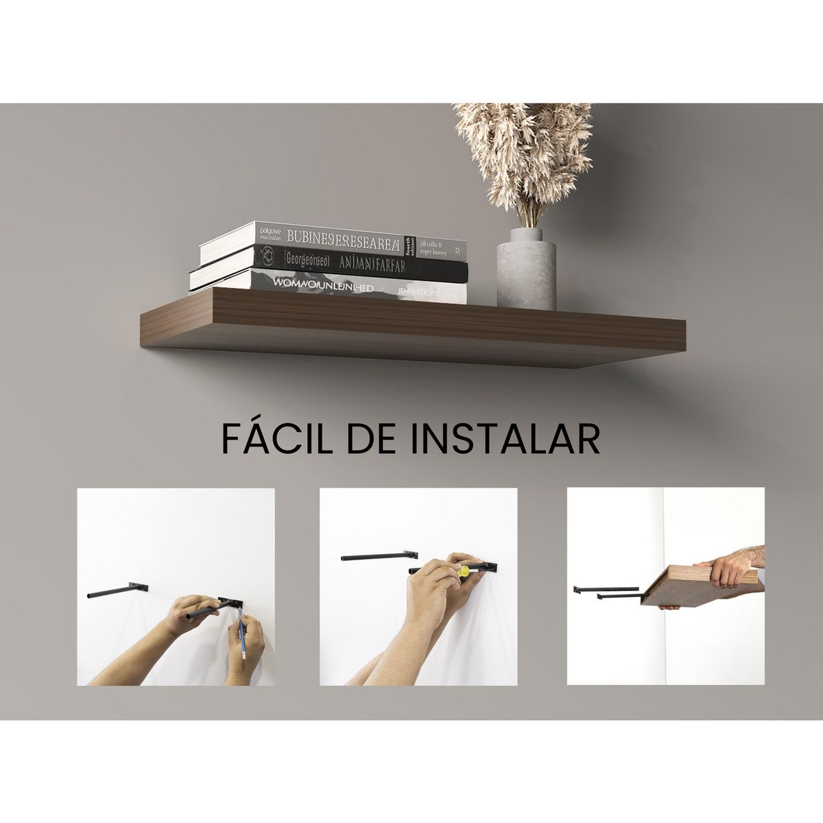 TUHOME - Repisa Flotante Wall Melamina 1 Nivel(es) 80x3.8x25 cm Amaretto