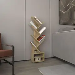 TUHOME - Librero Melamina 8 Nivel(es) 30.5x116.1x21 cm Fresno Europeo