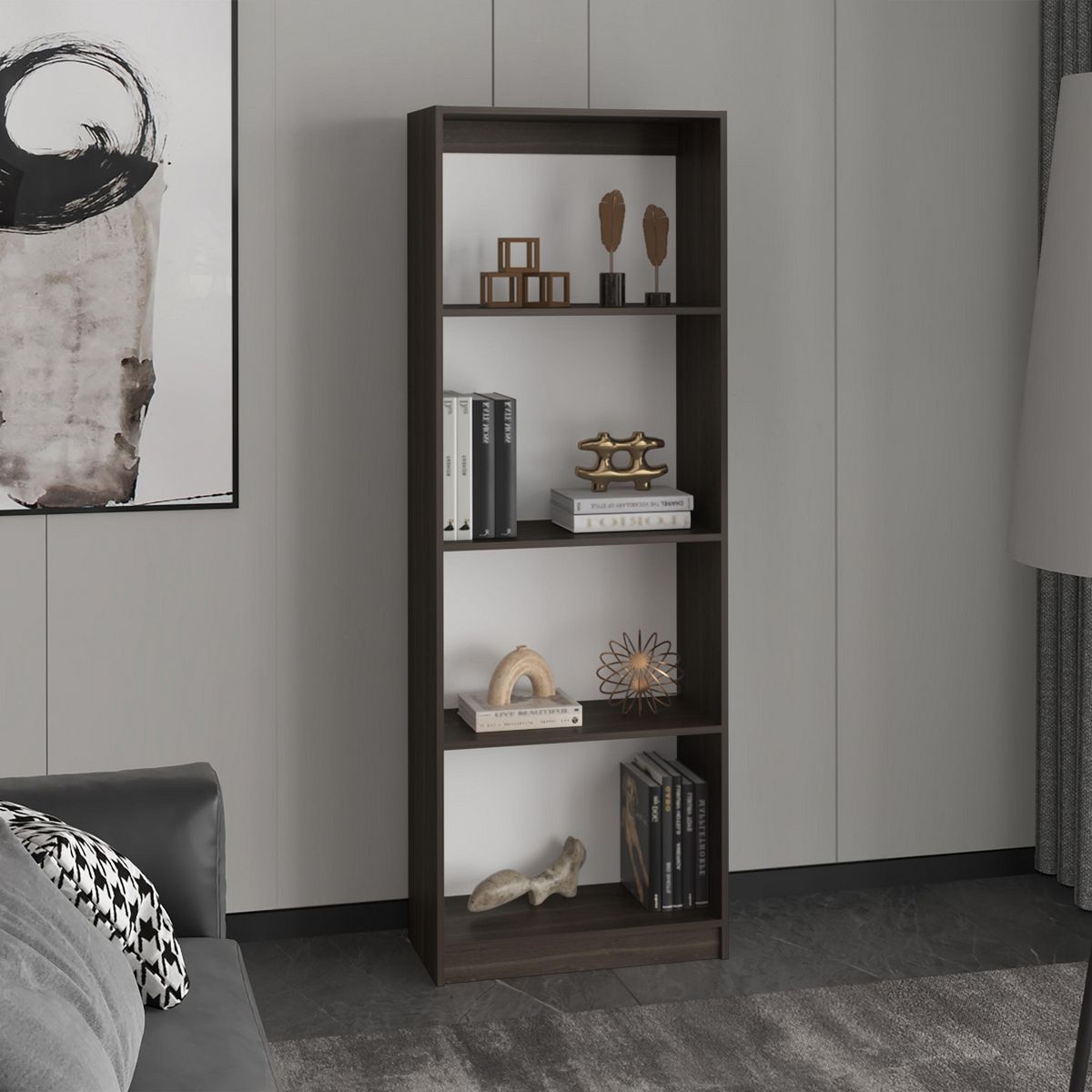 TUHOME - Biblioteca Melamina 3 Nivel(es) 62.8x180.6x29.9 cm Milan y blanco