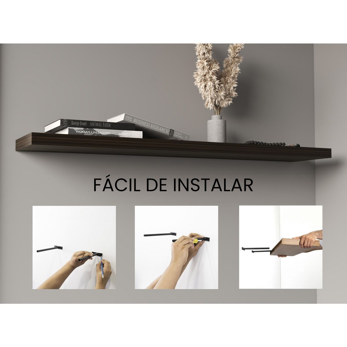 TUHOME - Repisa Melamina 1 Nivel(es) 120x3.8x25 cm Habano