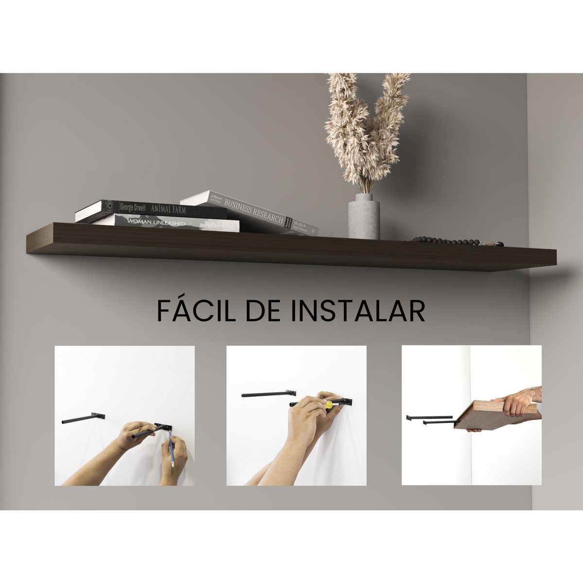 TUHOME - Repisa Melamina 1 Nivel(es) 120x3.8x25 cm Amaretto