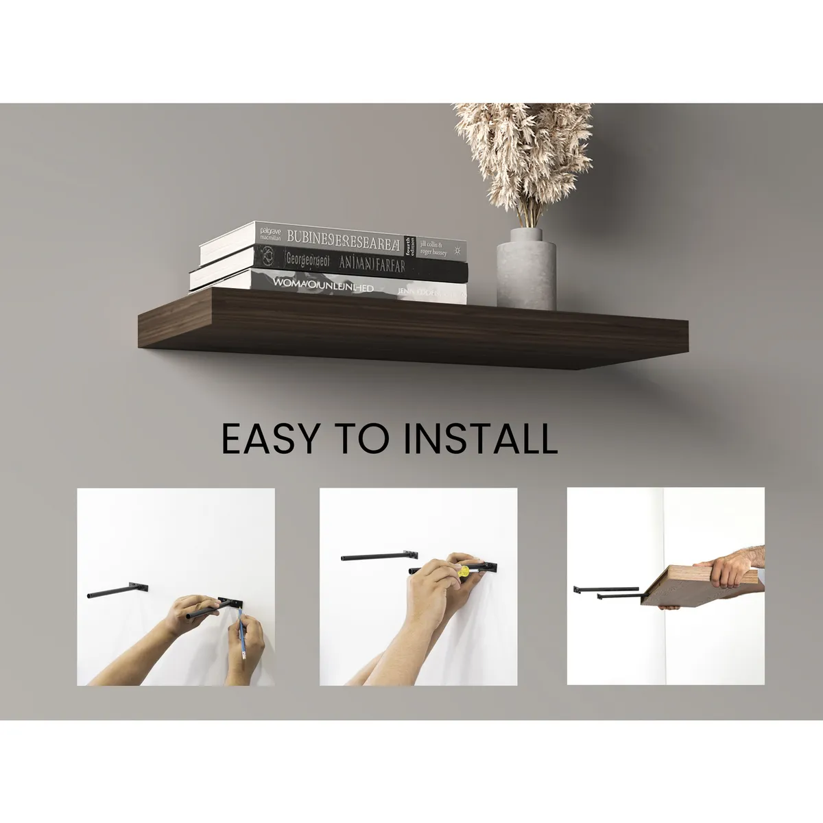 TUHOME - Repisa Flotante Wall Melamina 1 Nivel(es) 80x3.8x25 cm Habano