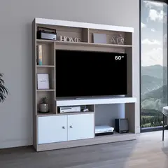 TUHOME - Estante TV 65 " Dante Bardolino y blanco 180x180.6x30.3 cm
