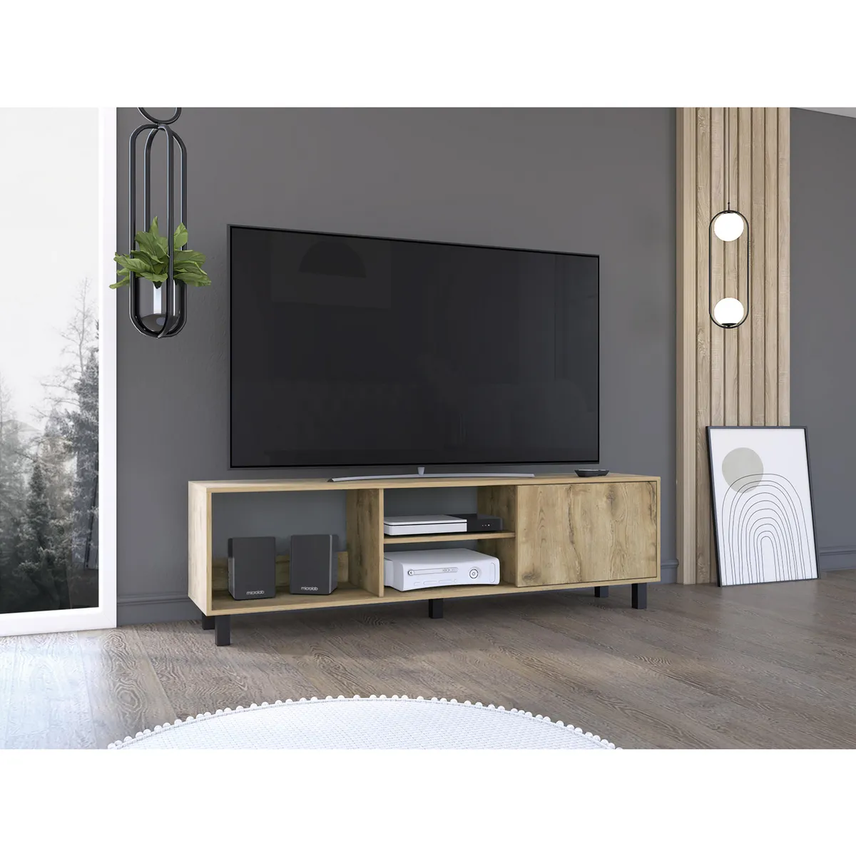 TUHOME - Rack TV 65 " Tunez Macadamia 160x47.5x35 cm