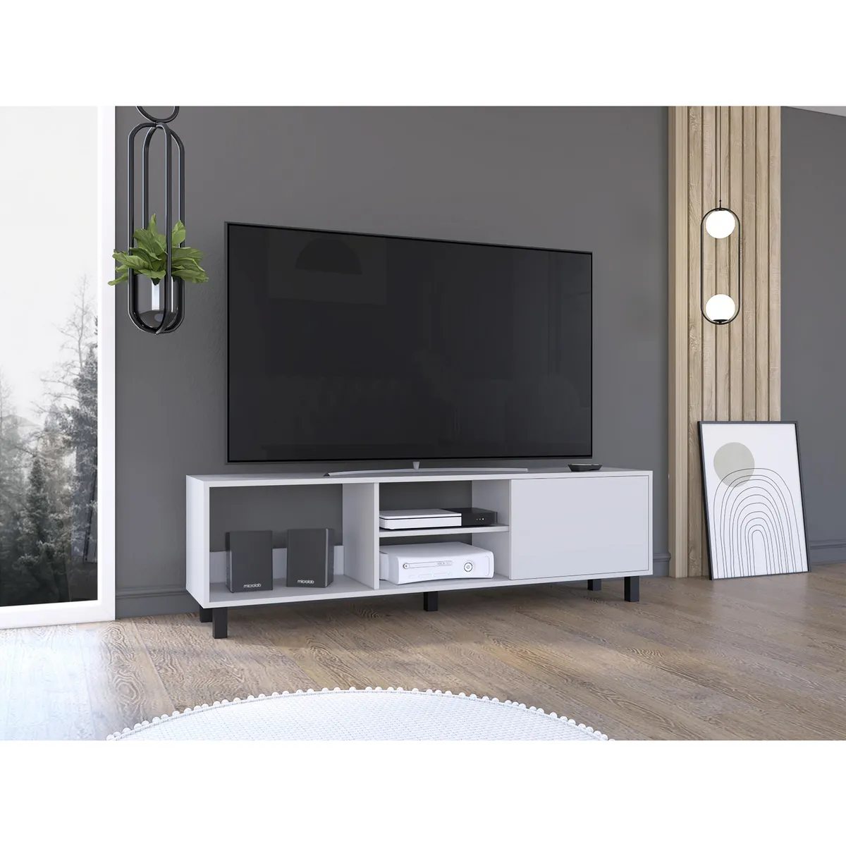 TUHOME - Rack TV 65 " Tunez Blanco 160x47.5x35 cm