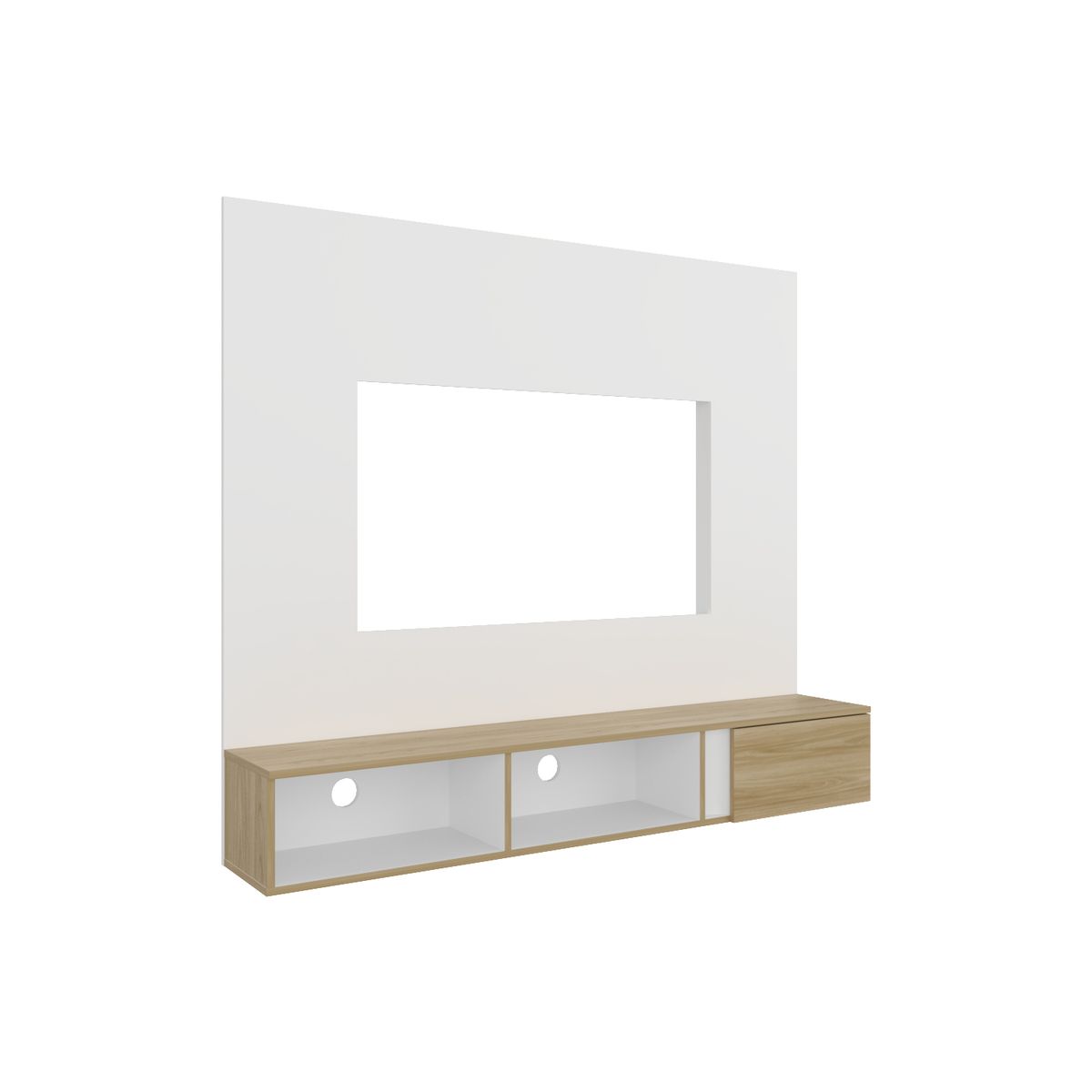 TUHOME - Panel TV 65 " Dassel Blanco / fresno 150x135.5x29.6 cm