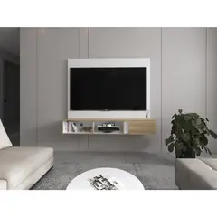 TUHOME - Panel TV 65 " Dassel Blanco / fresno 150x135.5x29.6 cm