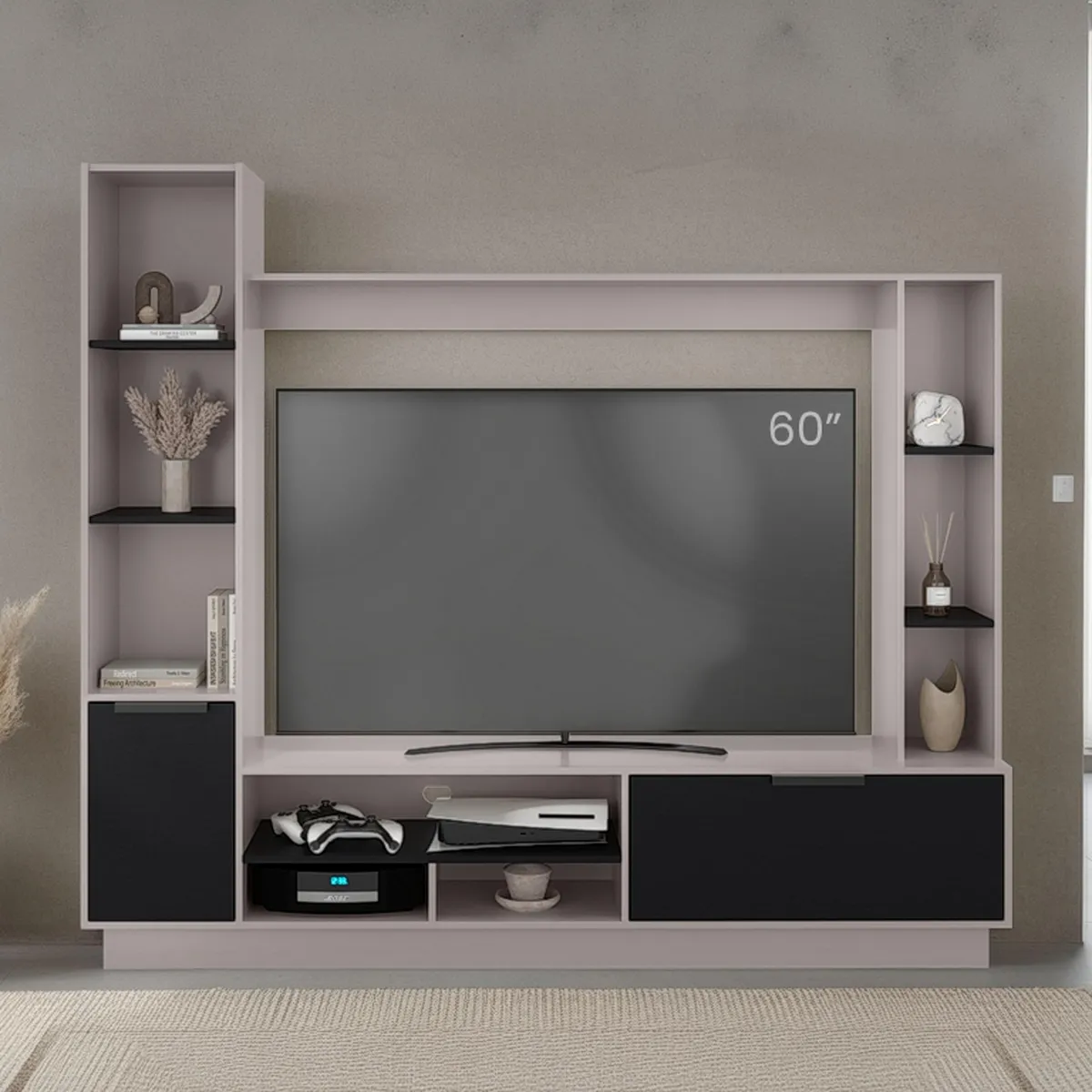 TUHOME - Estante TV 60 " Marsella Capri y wengue 202x176.8x35 cm