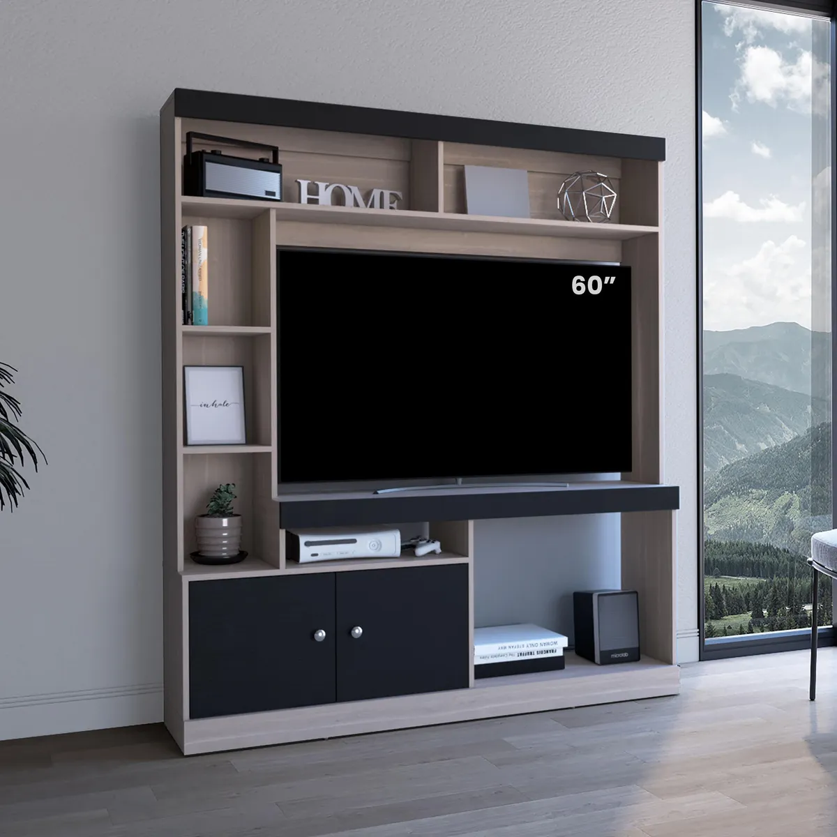 TUHOME - Estante TV 65 " Dante Bardolino y wengue 180x180.6x30.3 cm