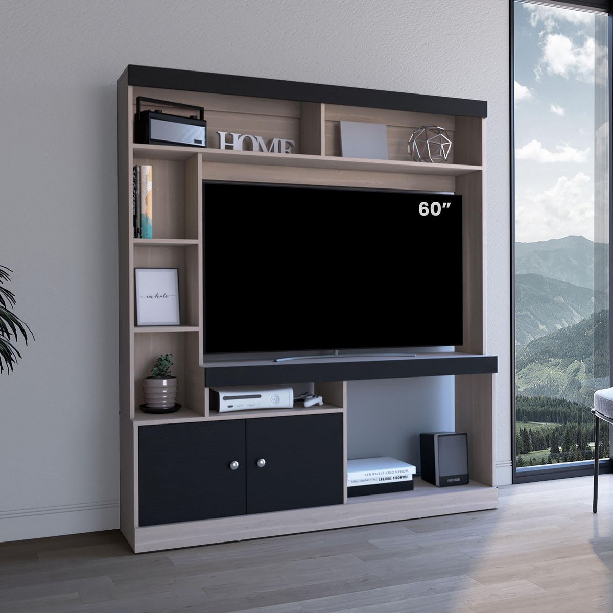 TUHOME - Estante TV 65 " Dante Bardolino y wengue 180x180.6x30.3 cm
