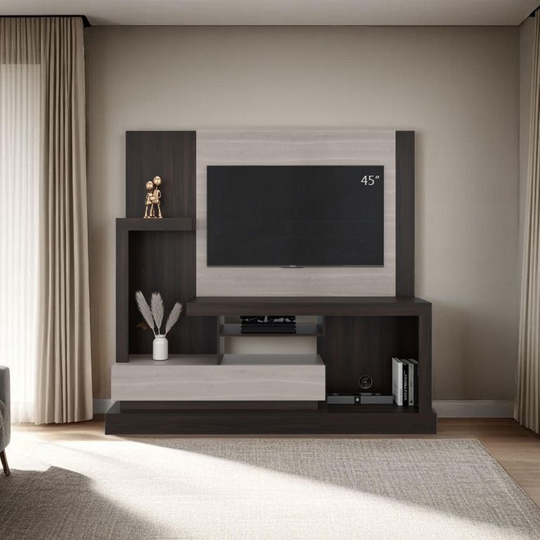 TUHOME Estante TV 55 " Alcaceres Nogal y miel 180x172.2x41.5 cm