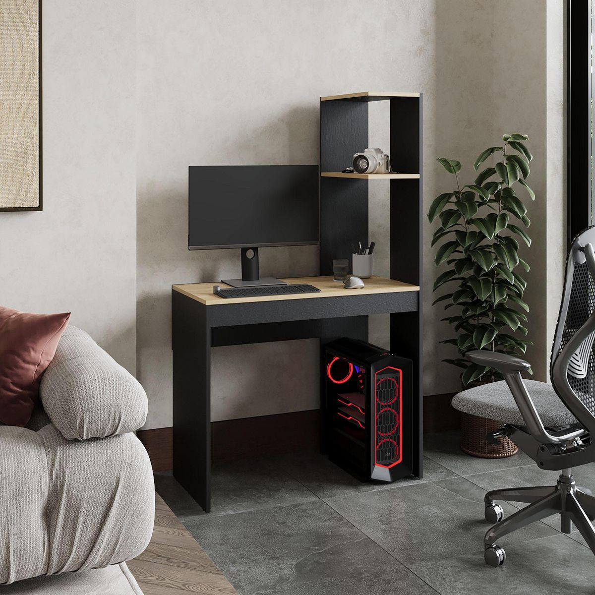 TUHOME - Escritorio Delphi Fresno Europeo y wengue 88.3x150x43.5 cm
