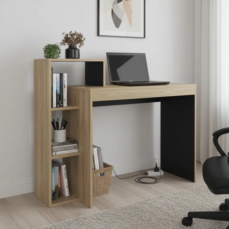 TUHOME Escritorio Brit Fresno Europeo y wengue 110x90x40 cm