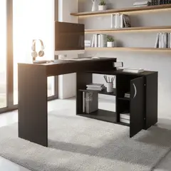 TUHOME - Escritorio en L Esquinero Axis Eco Wengue 125x71x90 cm