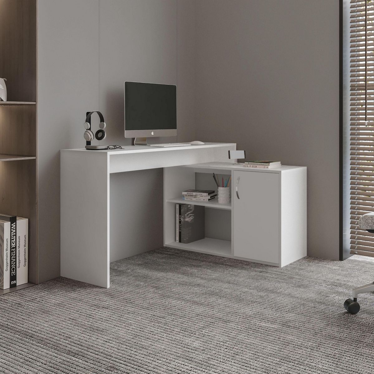 TUHOME - Escritorio en L Esquinero Axis Eco Blanco 125x71x90 cm