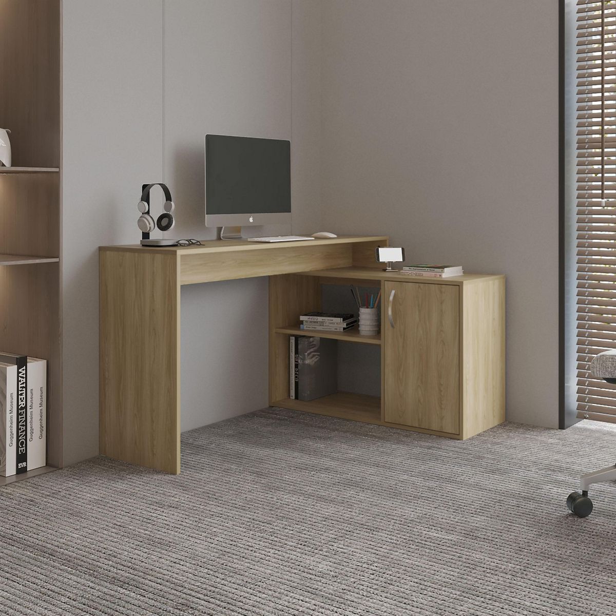 TUHOME - Escritorio en L Esquinero Axis Eco Fresno 125x71x90 cm