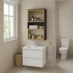 TUHOME - Mueble auxiliar Melamina 2 Nivel(es) 45x75.3x18.9 cm Wengue y fresno Europeo