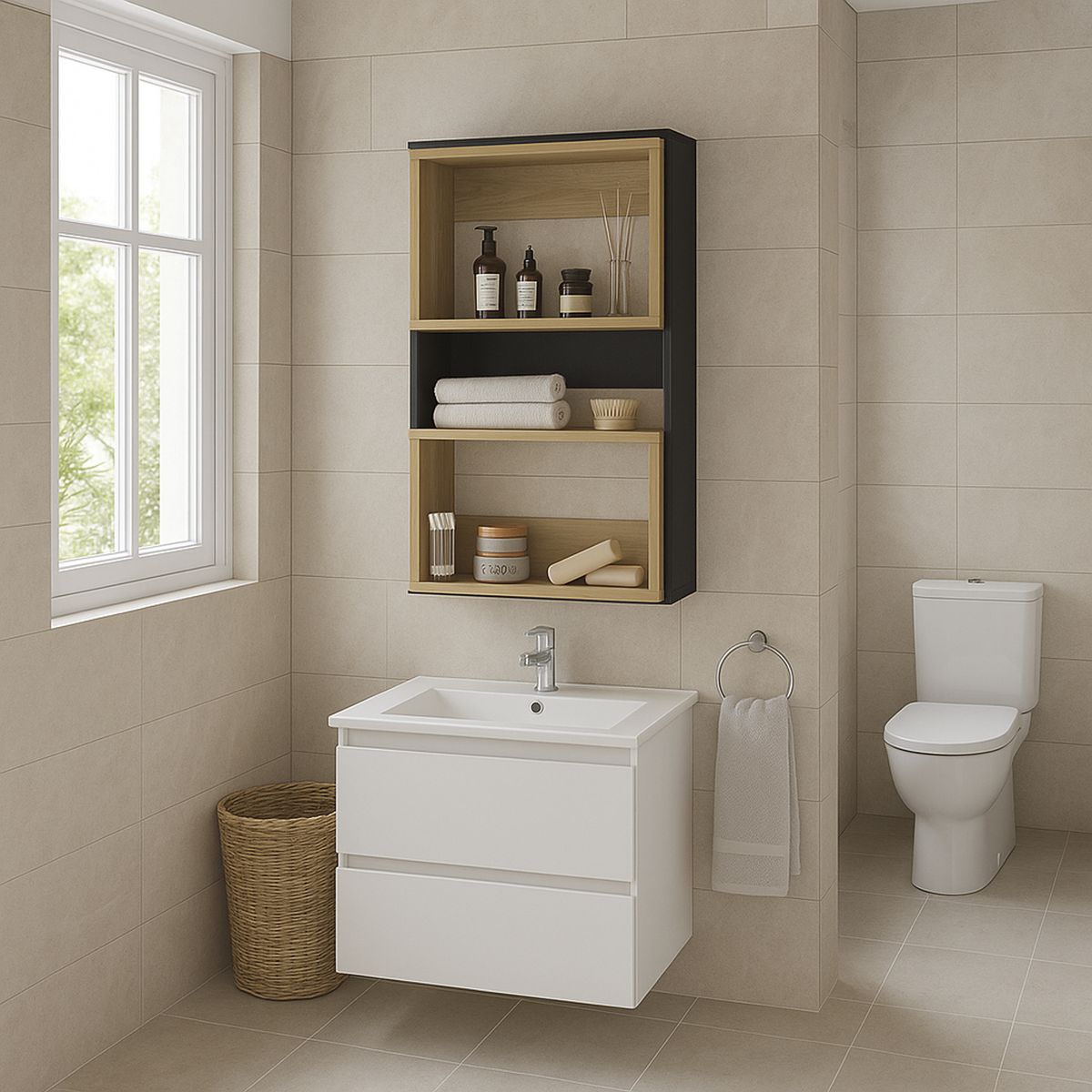 TUHOME - Mueble auxiliar Melamina 2 Nivel(es) 45x75.3x18.9 cm Wengue y fresno Europeo