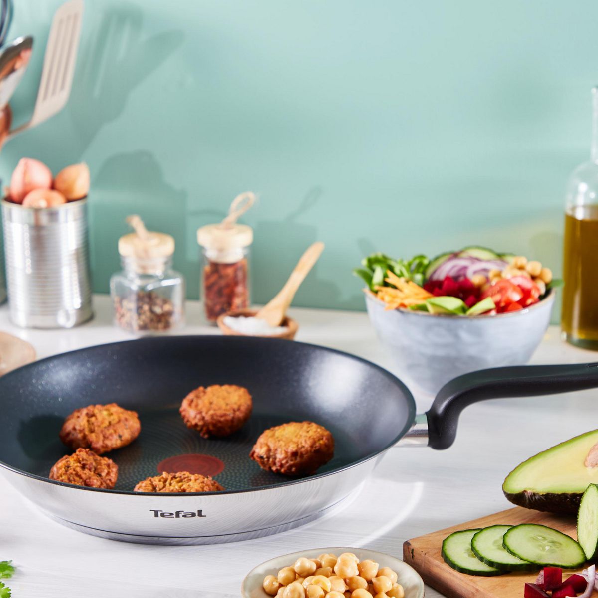 TEFAL - Sartén 28 cm Acero inoxidable Plateado