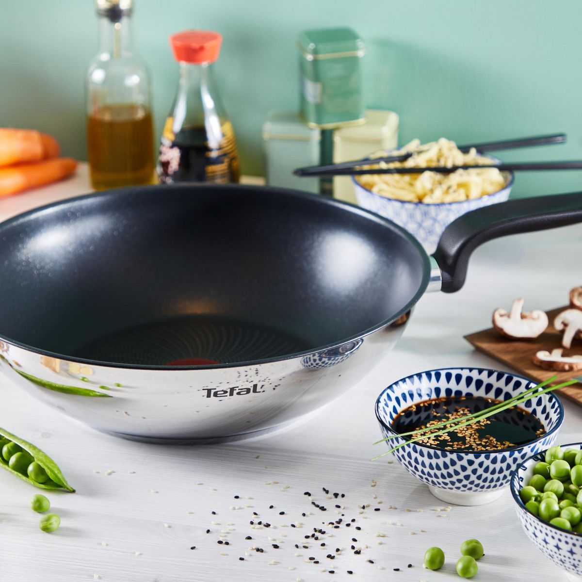 TEFAL - Wok 28 cm Acero inoxidable Plateado