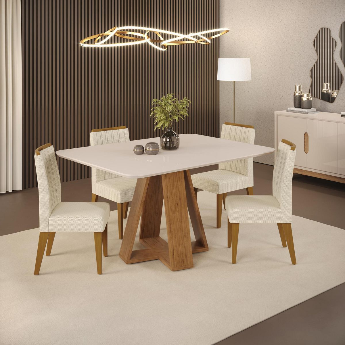 ALTAVISION - Juego de comedor Alice 4S 4 Sillas Mesa Rectangular 120x90x80 cm Café