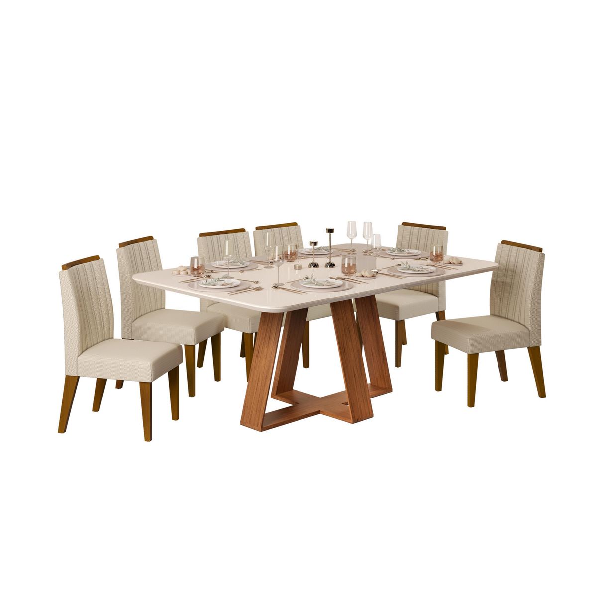 ALTAVISION - Juego de comedor Alice 6S 6 Sillas Mesa Rectangular 160x90x80 cm Café