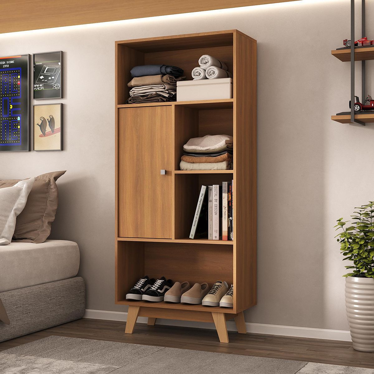 ALTAVISION - Librero MDP 4 Nivel(es) 68x153x30 cm Café