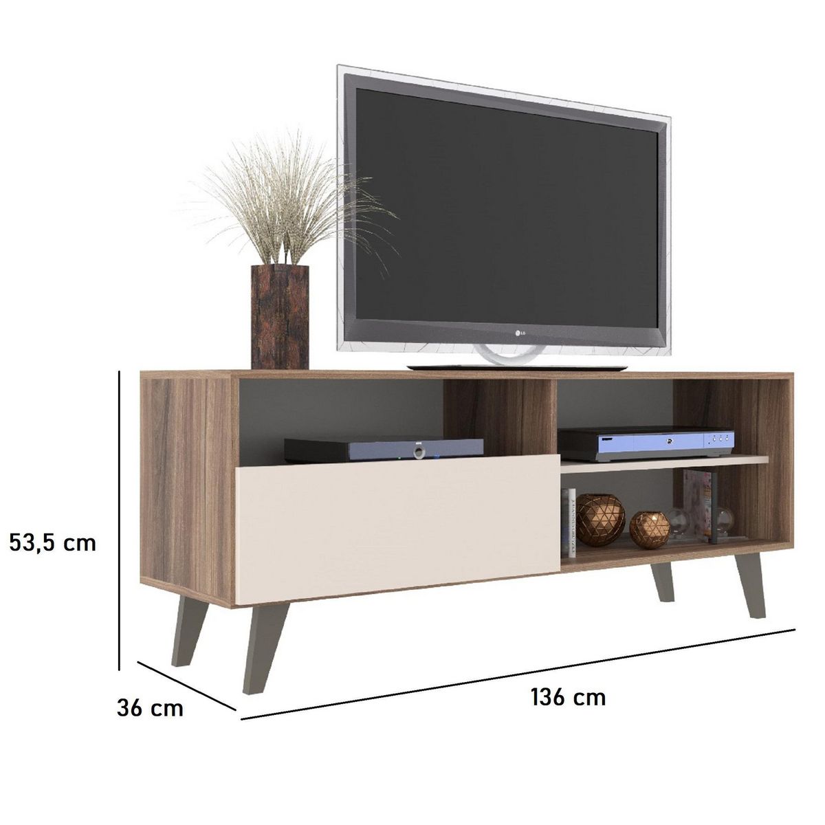 ALTAVISION - Rack TV 55 " Detroit Café -blanco 136x53.5x36 cm