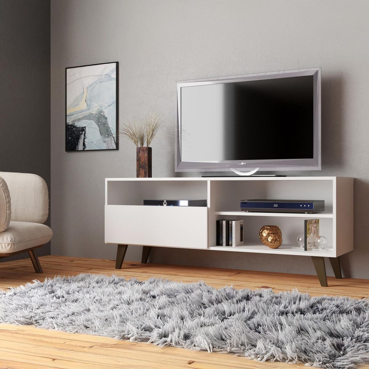 ALTAVISION - Rack TV 55 " Detroit Blanco 136x53.5x36 cm