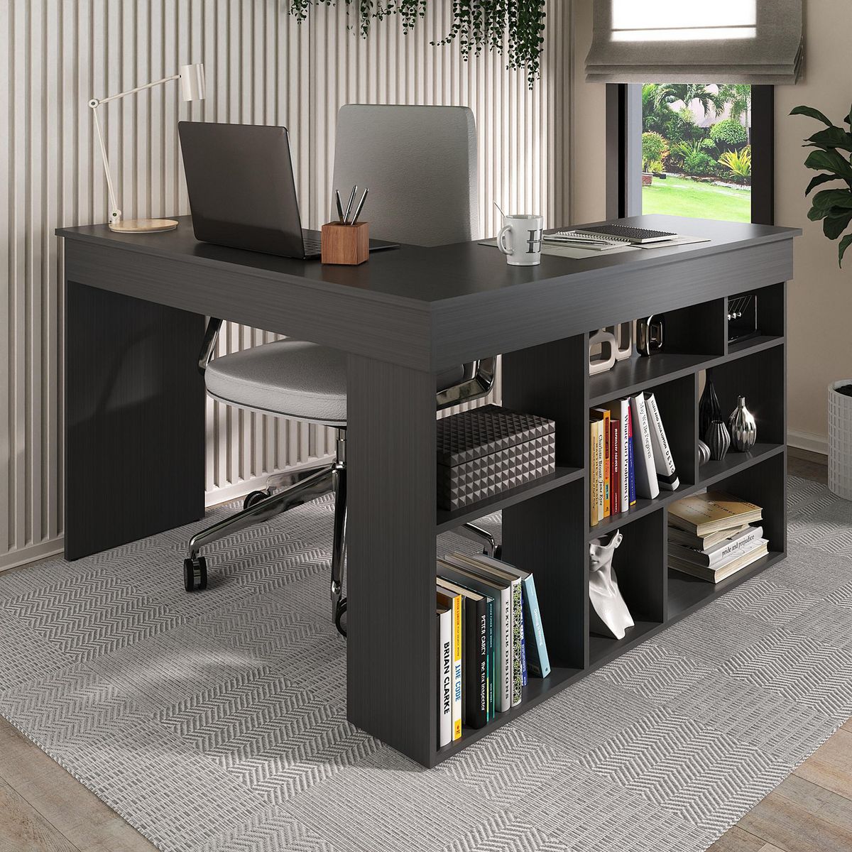 ALTAVISION - Escritorio en L Esquinero Negro 115.5x75x120 cm