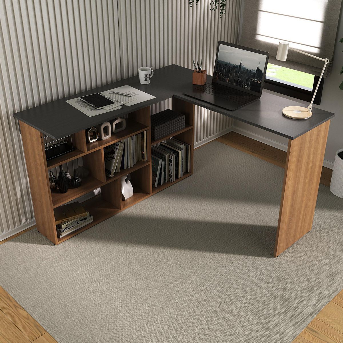 ALTAVISION - Escritorio en L Esquinero Nogal 115.5x75x120 cm