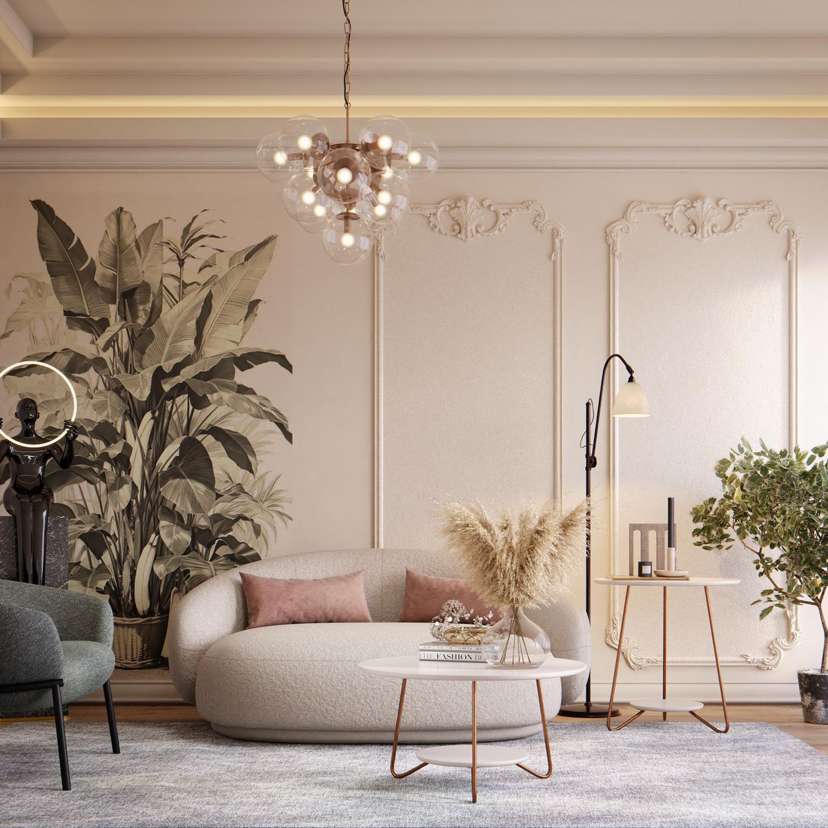 ALTAVISION - Conjunto mesas de centro Liz Blanco crema 50/60x50/60x51.5 cm