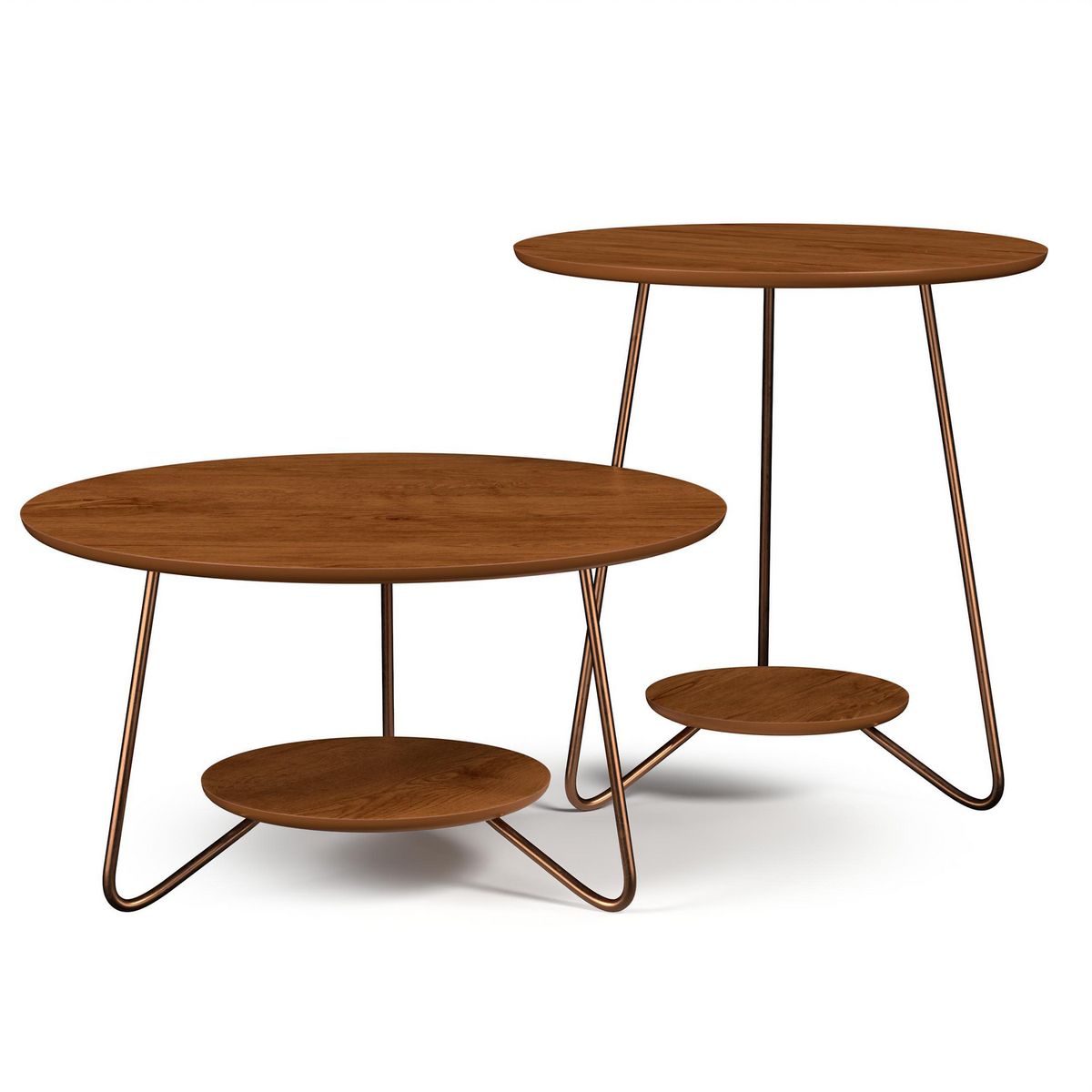 ALTAVISION - Conjunto mesas de centro Liz Café 50/60x50/60x51.5 cm