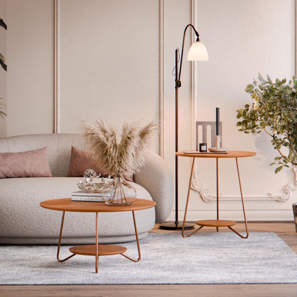 ALTAVISION - Conjunto mesas de centro Liz Café 50/60x50/60x51.5 cm