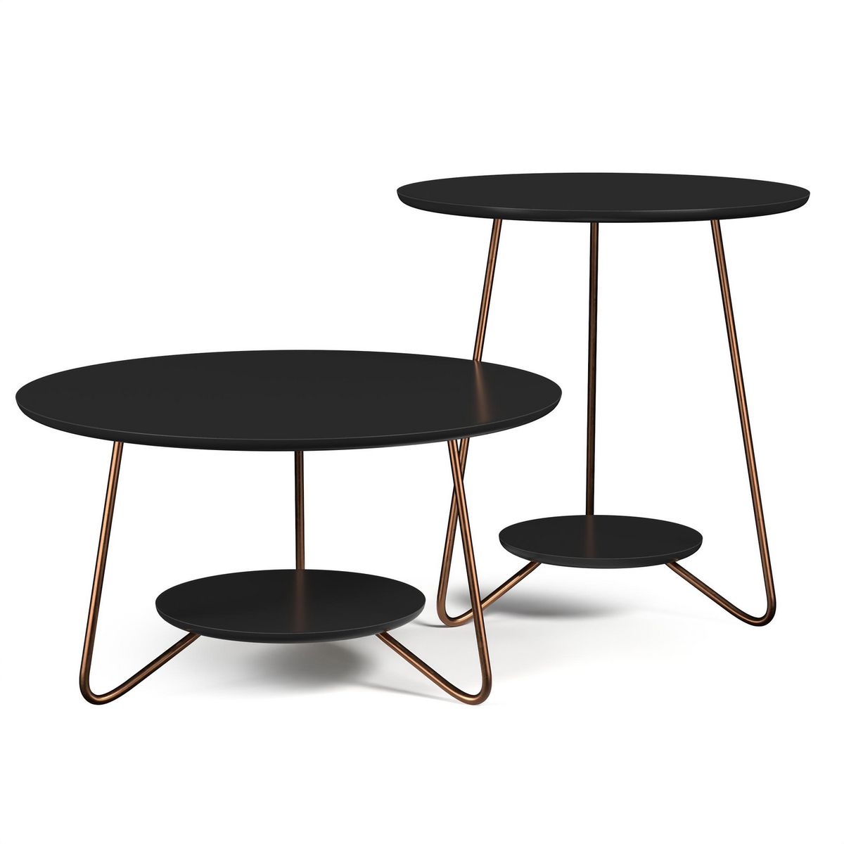 ALTAVISION - Conjunto mesas de centro Liz Negro 50/60x50/60x51.5 cm