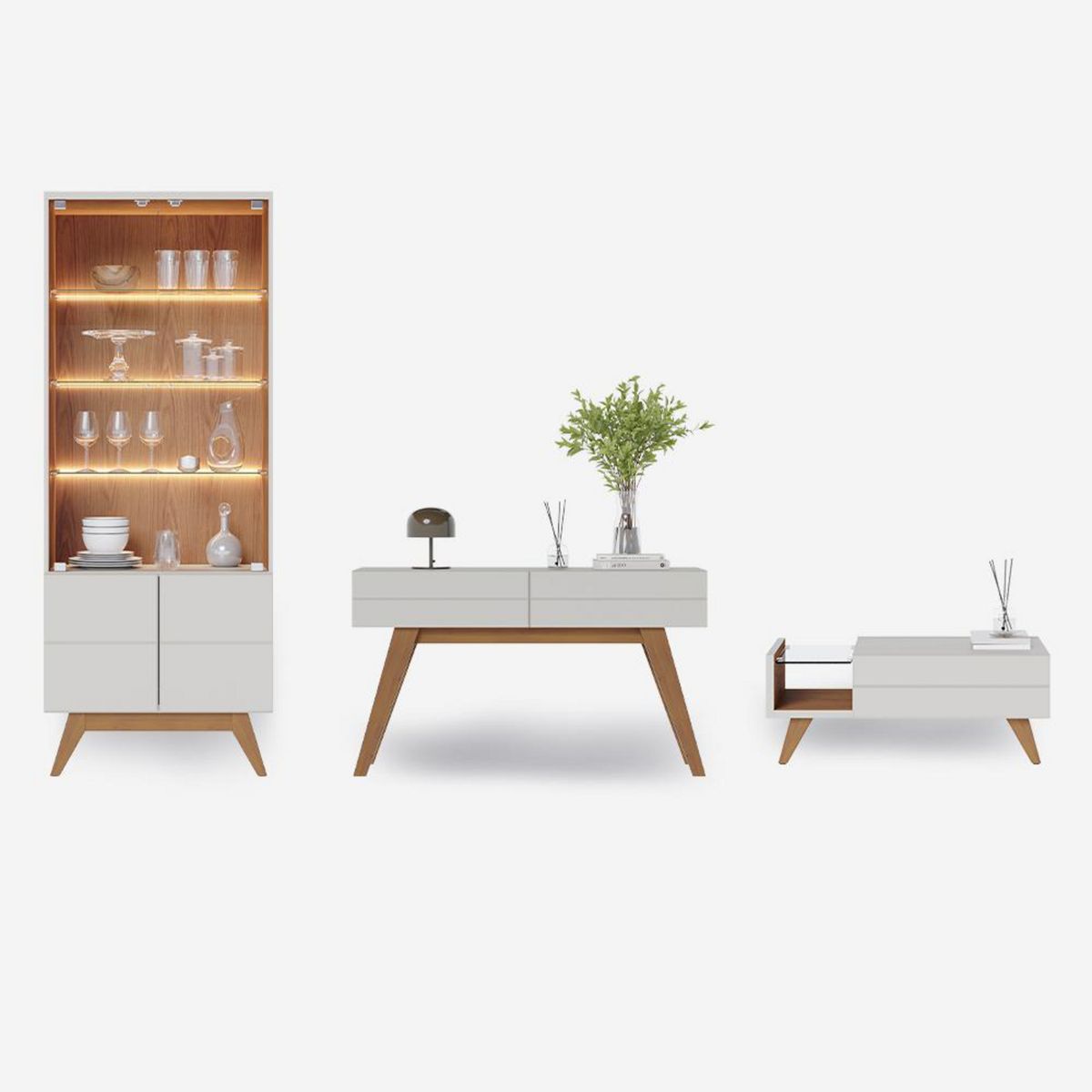 DI PORETTI - Combo vitrina + mesa de centro + arrimo Noronha